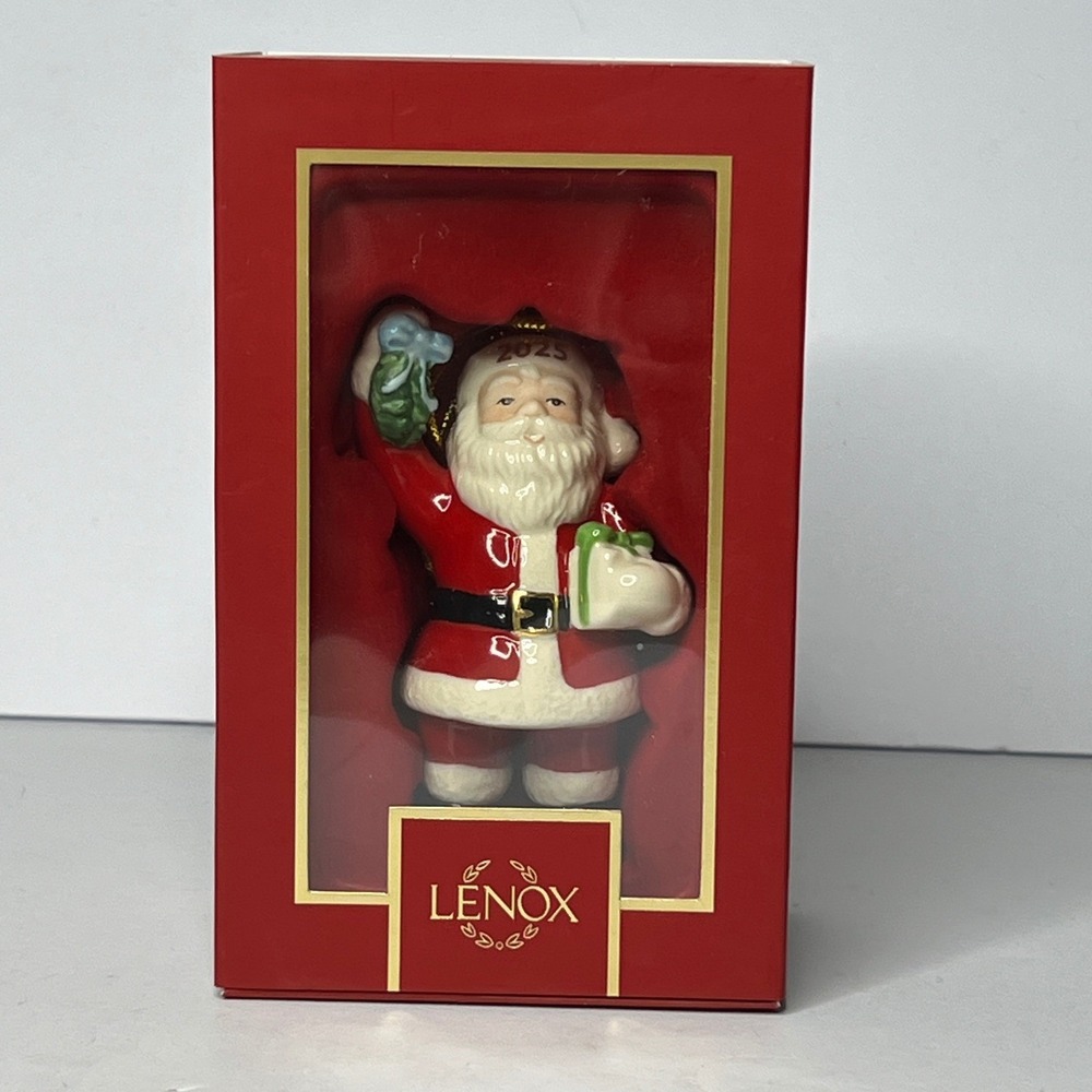 Lenox 2025 Santa with Mistletoe Porcelain Christmas Ornament 897130 New in Box